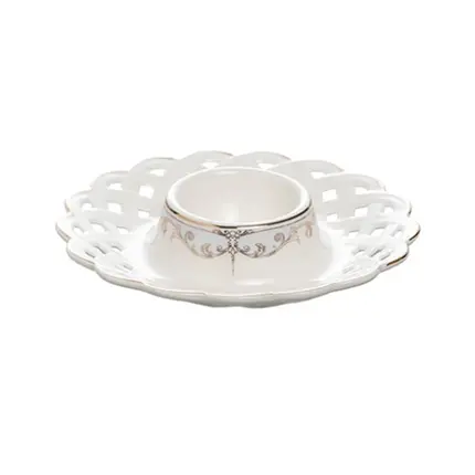 SUPORTE PARA OVO MON CHERI EM NEW BONE CHINA COM BORDA DOURADA 12 CM BRANCO LHERMITAGE