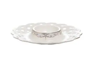 SUPORTE PARA OVO MON CHERI EM NEW BONE CHINA COM BORDA DOURADA 12 CM BRANCO LHERMITAGE