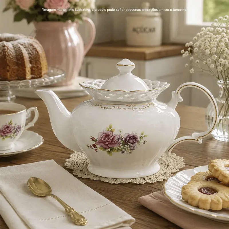 BULE MON CHERI EM NEW BONE CHINA COM FILADO DOURADO 1,1L BRANCO LHERMITAGEB