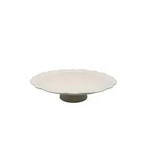 PRATO PARA BOLO COM PE LACET EM NEW BONE CHINA D33XA9 CM BRANCO