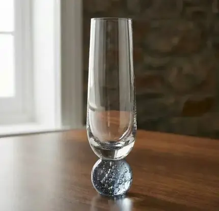 TAÇA BUBBLE PARA CHAMPNHE EM CRISTAL ECOLOGICO 200 ML A17 CM AZUL PETROLEO