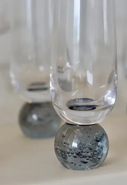 TAÇA BUBBLE PARA CHAMPNHE EM CRISTAL ECOLOGICO 200 ML A17 CM AZUL PETROLEO
