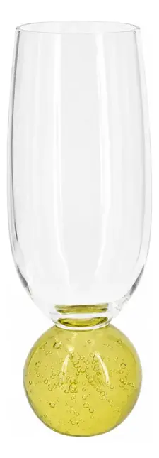 TAÇA BUBBLE PARA CHAMPANHE EM CRISTAL ECOLOGICO 200 ML A17 CM AMARELO PASTEL