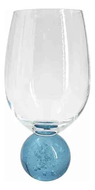 TAÇA BUBBLE PARA VINHO EM CRISTAL ECOLOGICO 450 ML A 16CM AZUL PETROLEO