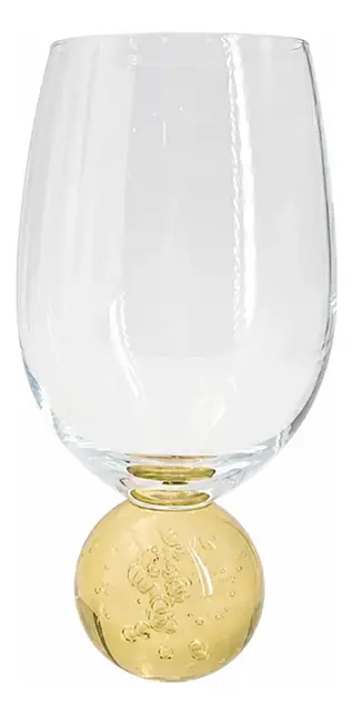 TAÇA BUBBLE PARA VINHO EM CRISTAL ECOLOGICO 450 ML 16CM AMARELO PASTEL