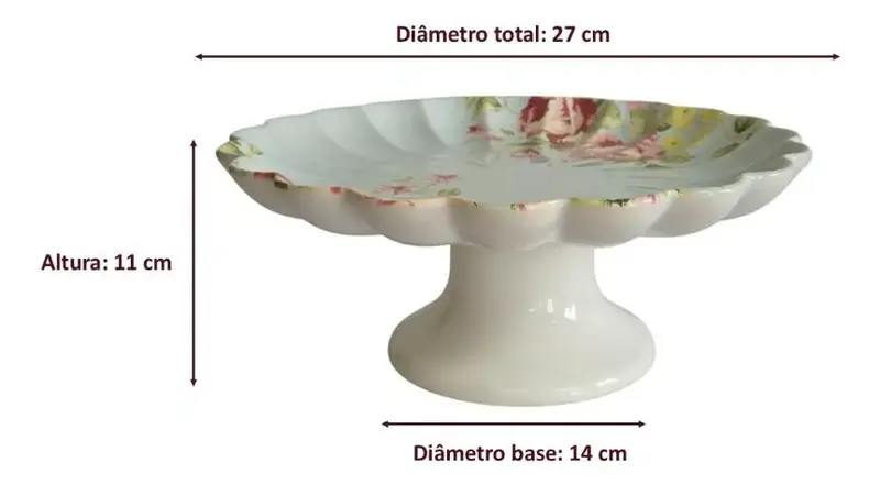 PRATO DE BOLO COM PE VO DULCE 20X8 CM SCALLA