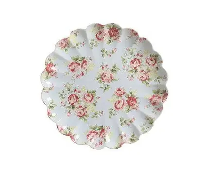 PRATO DE BOLO RELEVADO AZUL COM ROSAS VO DULCE SCALLA