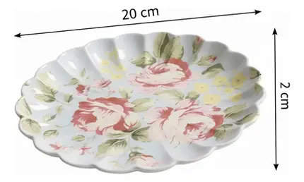 CONJUNTO COM 6 PRATOS DE SOBREMESA RELEVADO AZUL COM ROSAS VO DULCE SCALLA