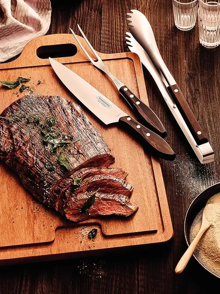 JOGO CHURRASCO INOX 3PC POLYWOOD CASTANHO TRAMONTINA