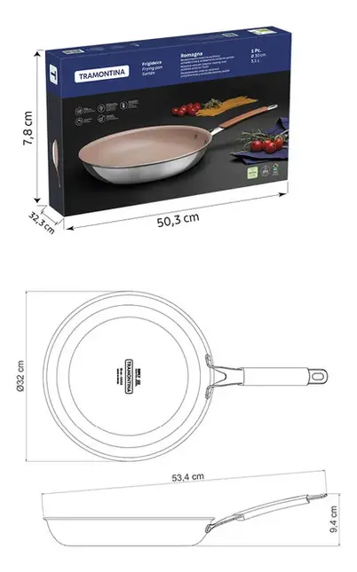 FRIGIDEIRA 30CM ROMAGNA MARROM REVESTIMENTO CERAMICO TRAMONTINA