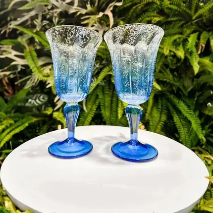 JOGO DE 6 TAÇAS EM ACRILICO AZUL 400ML