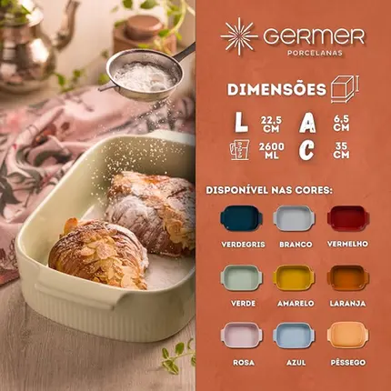 TRAVESSA RETANGULAR AMARELA 37x26 CM GERMER