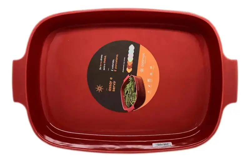 TRAVESSA RETANGULAR VERMELHA 30X21 CM GERMER