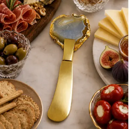 CONJUNTO 4 ESPATULAS DE ACO INOX DOURADO AGATA