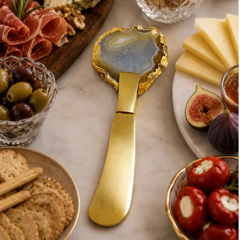 CONJUNTO 4 ESPATULAS DE ACO INOX DOURADO AGATA
