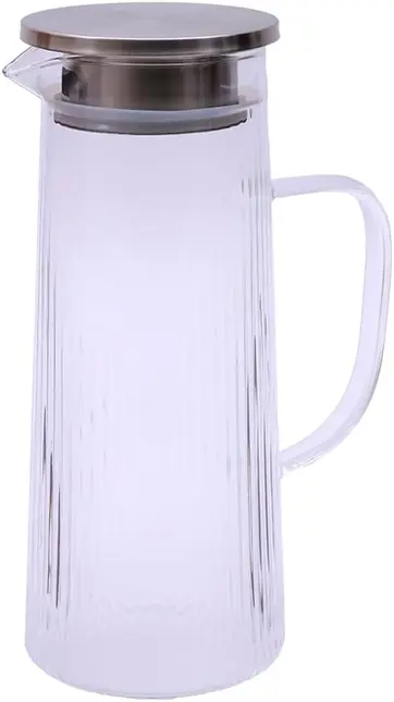 JARRA DE VIDRO CANELADO COM TAMPA INOX 1,3L MIMO STYLE