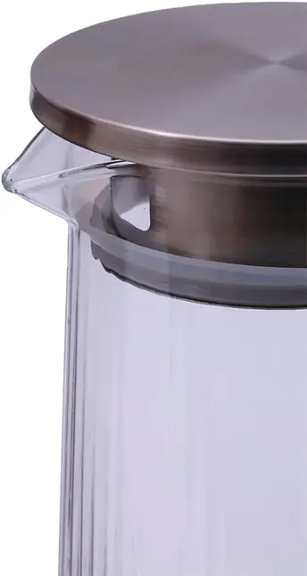 JARRA DE VIDRO CANELADO COM TAMPA INOX 1,3L MIMO STYLE
