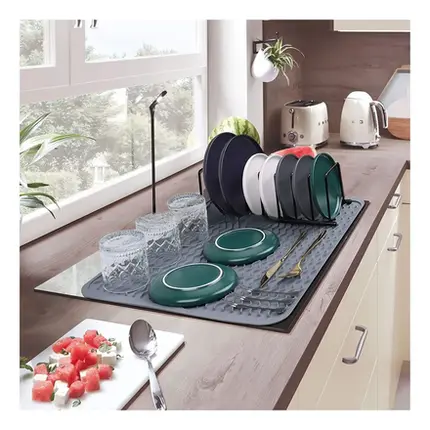 ESCORREDOR DE SILICONE PARA PIA DE COZINHA 39,2X29,8CM BEGE