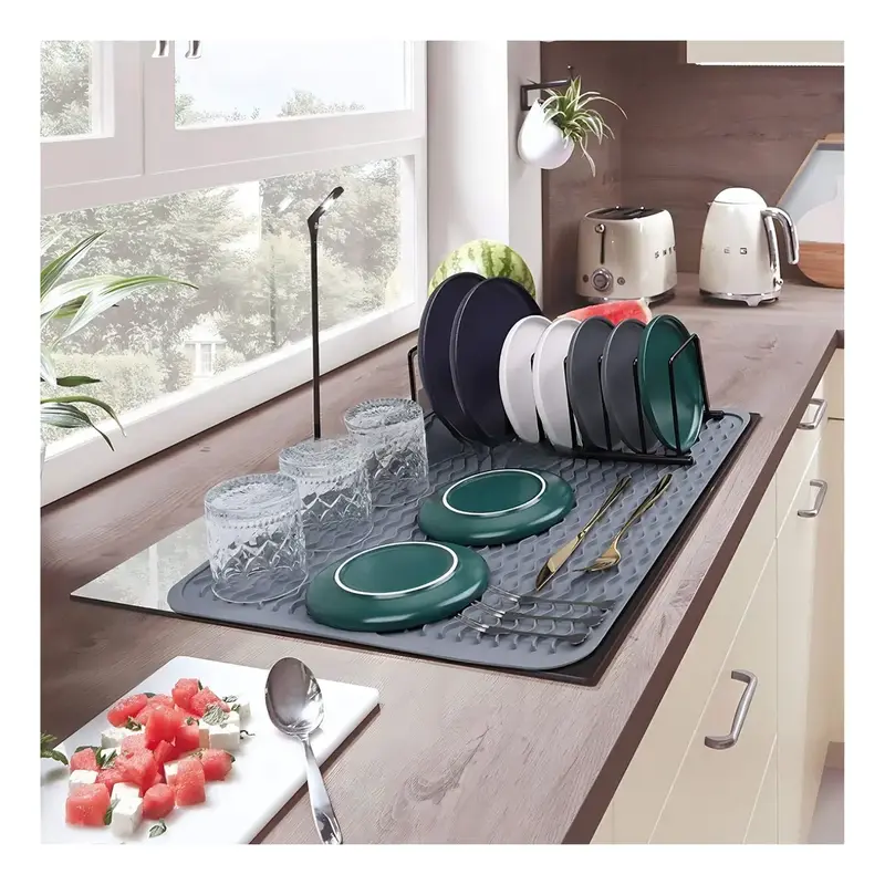 ESCORREDOR DE SILICONE PARA PIA DE COZINHA 39,2X29,8CM BEGE