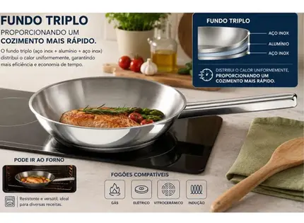 FRIGIDEIRA ACO INOX 24CM VENTURA TRAMONTINA