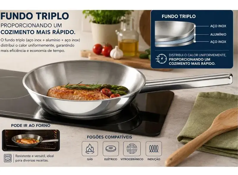 FRIGIDEIRA ACO INOX 24CM VENTURA TRAMONTINA