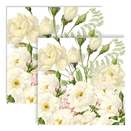 20 GUARDANAPOS DE PAPEL ROSES BLANCS NAPKIN 33X33