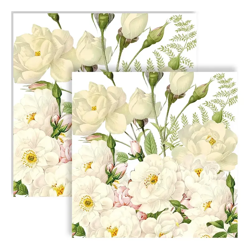 20 GUARDANAPOS DE PAPEL ROSES BLANCS NAPKIN 33X33