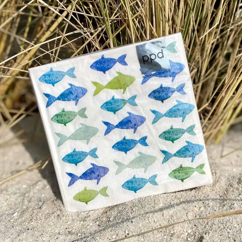 20 GUARDAPOS DE PAPEL AQUARELL FISHES 33X33 CM