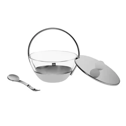 AÇUCAREIRO / QUEIJEIRA MILENA INOX COM COLHER RIVA