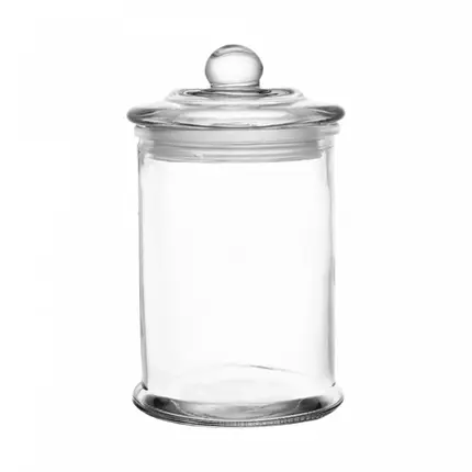 PORTA MANTIMENTO REDONDO EM VIDRO COM TAMPA 350ml D8xA14,5cm