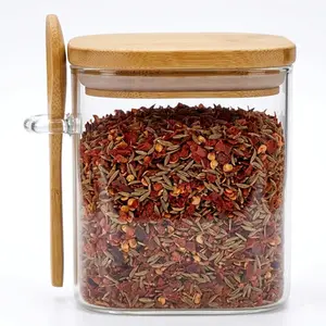 PORTA MANTIMENTO EM VIDRO COM TAMPA E COLHER DE BAMBU 800ml D10xA12,5cm
