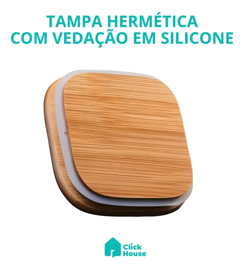 PORTA MANTIMENTO EM VIDRO COM TAMPA E COLHER DE BAMBU 800ml D10xA12,5cm