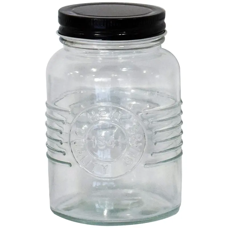 PORTA MANTIMENTO EM VIDRO COM TAMPA DE METAL 600ml D9xA14cm
