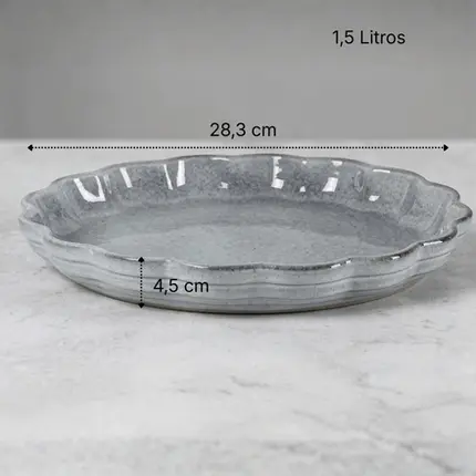 TRAVESSA REDONDA JADE EM CERAMICA VERDE ESCURO 1,5L 28x4,5 CM LHERMITAGE