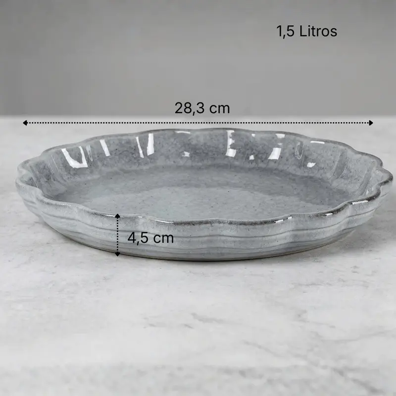 TRAVESSA REDONDA JADE EM CERAMICA VERDE ESCURO 1,5L 28x4,5 CM LHERMITAGE