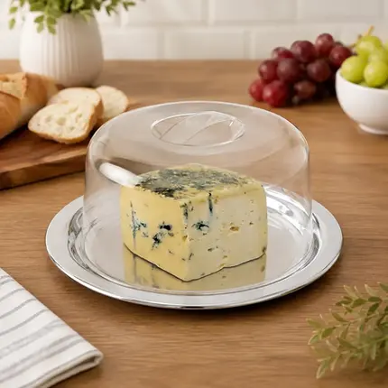 PORTA QUEIJO EM INOX COM TAMPA ACRILICA MIMO STYLE