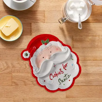 PRATO CARA NOEL COM DIVISORIA EM ERAMICA VERMELHO E BRANCO 23X29X2,6 CM