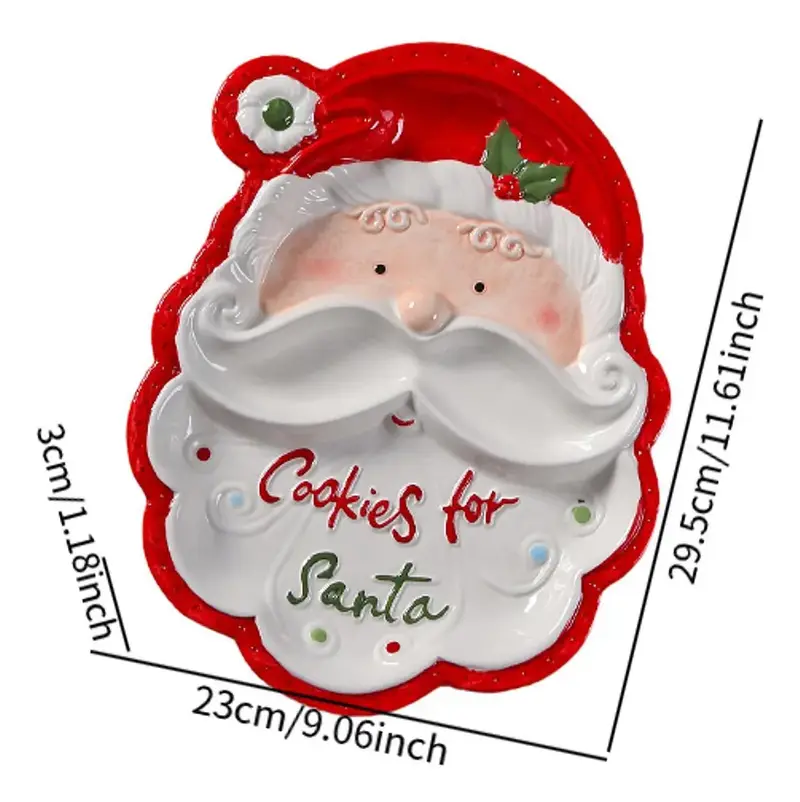 PRATO CARA NOEL COM DIVISORIA EM ERAMICA VERMELHO E BRANCO 23X29X2,6 CM
