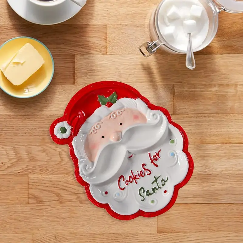 PRATO CARA NOEL COM DIVISORIA EM ERAMICA VERMELHO E BRANCO 23X29X2,6 CM
