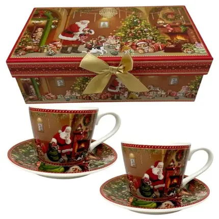 CONJUNTO 2 XICARAS COM PIRES NATALINA  7X10 CM