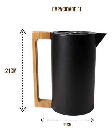GARRAFA TERMICA INOX 1L BRUSQUE PRETA