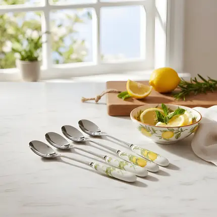 JOGO COM 4 COLHERES SOBREMESA LIMONE