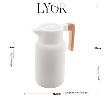 GARRAFA TERMICA DE PLASTICO ORGANIC BRANCA 1L LYOR