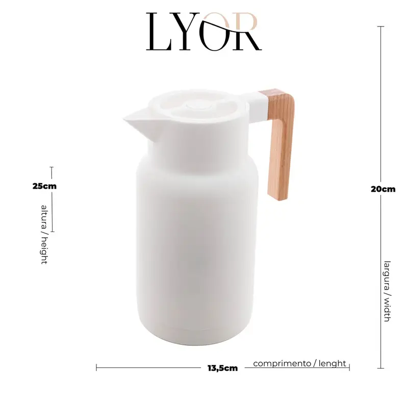 GARRAFA TERMICA DE PLASTICO ORGANIC BRANCA 1L LYOR