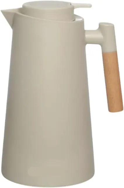 GARRAFA TERMICA COM CABO DE MADEIRA ESCANDINAVIA 1L BEGE PLASTICO LYOR