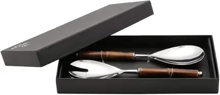 CONJUNTO 2 PECAS PARA SALADA DE ACO INOX COM CABO DE BAMBU WOLFF