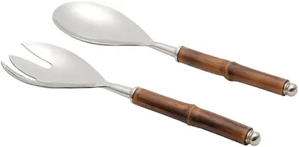 CONJUNTO 2 PECAS PARA SALADA DE ACO INOX COM CABO DE BAMBU WOLFF