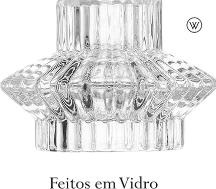 CONJUNTO 2 PORTA VELAS LINES 8CM X 8CM X 5,5CM VIDRO WOLFF