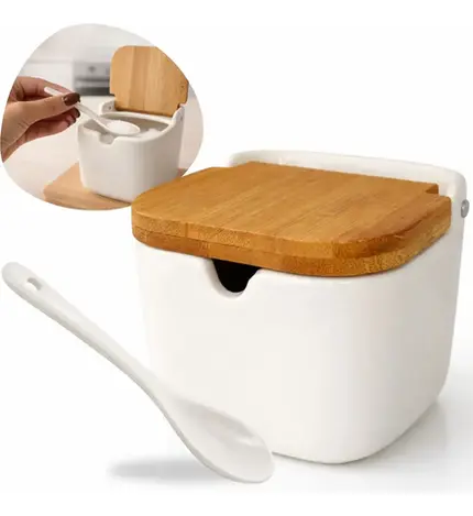 SALEIRO CERAMICA COM COLHER 10 X 10 CM LYOR