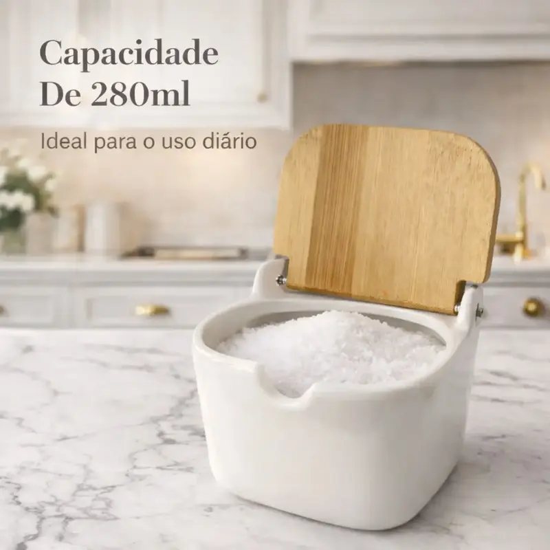 SALEIRO CERAMICA COM COLHER 10 X 10 CM LYOR